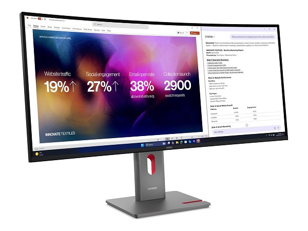 Preview: Lenovo ThinkVision P40WD-40 - LED-Monitor - geboge rechts